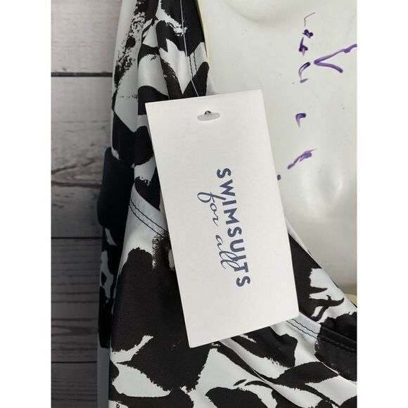 SWIMSUITSFOR ALL SHORE CLUB TANKINI top only BLACK WHITE size 20 swim‎ suit - Picture 6 of 13